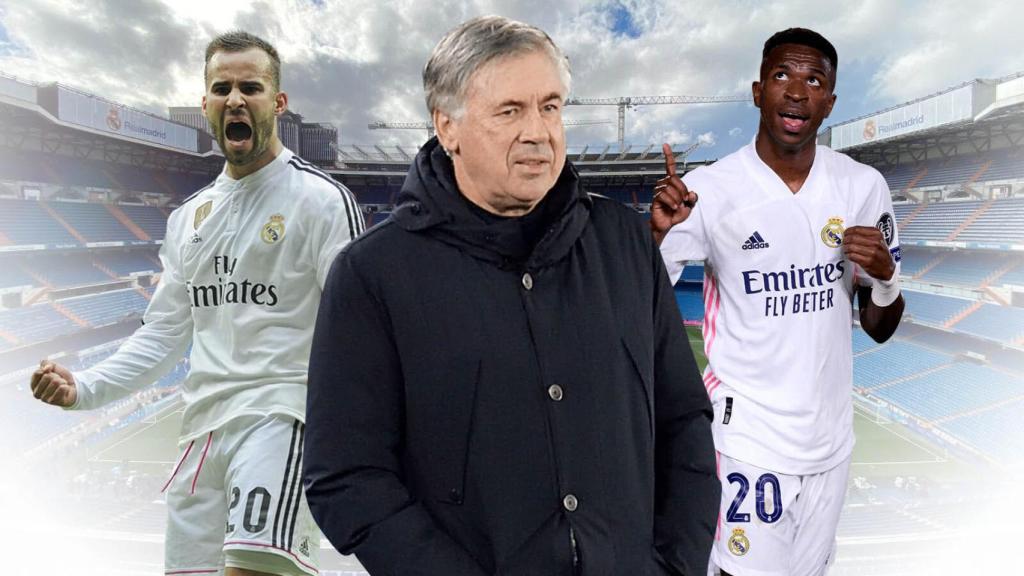 Ancelotti, Jesé y Vinicius, en un fotomontaje