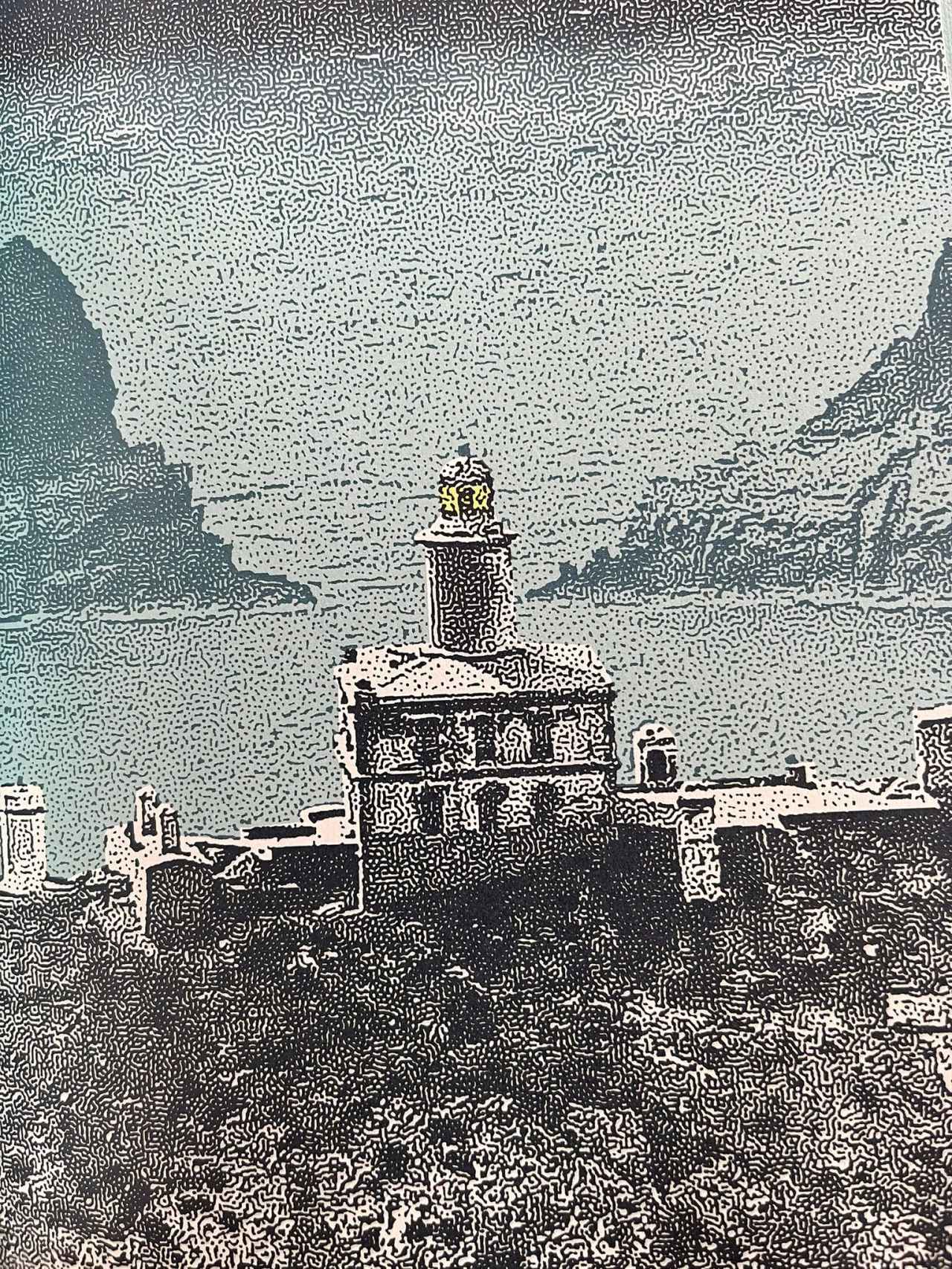 El faro de las islas Columbretes ilustrado por González Macías.