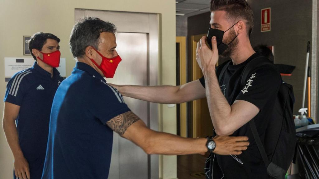 Luis Enrique y David De Gea, en la concentración de la selección de España durante la Eurocopa 2021