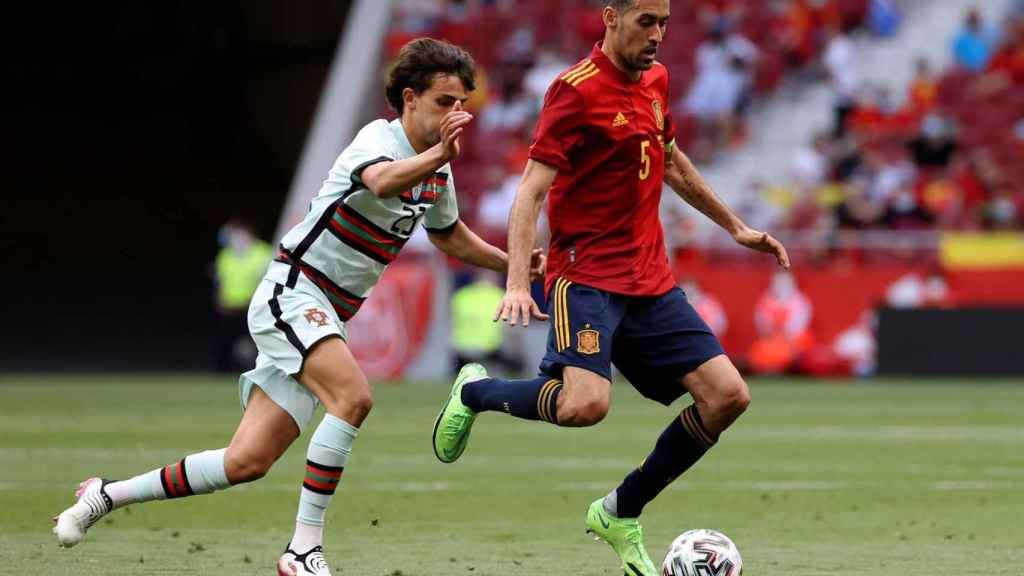 Sergio Busquets, en el partido amistoso de la selección de España ante Portugal