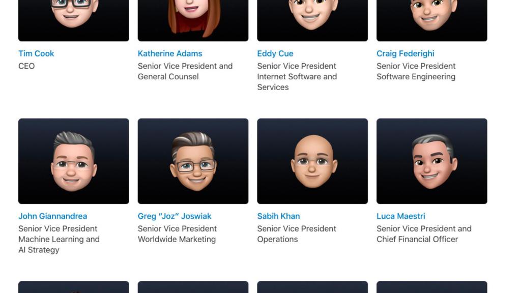 Directivos de Apple en forma de Memoji