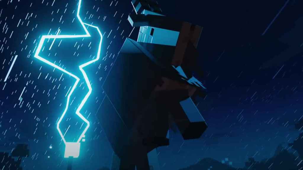 The lightning rod in full operation in Minecraft for Android