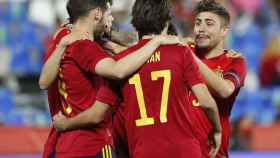 Los jugadores de España celebran el cuarto ante Lituania
