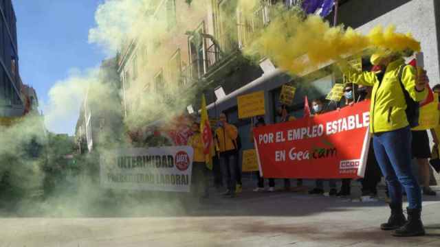 Protesta de los trabajadores de Geacam el pasado mes de mayo