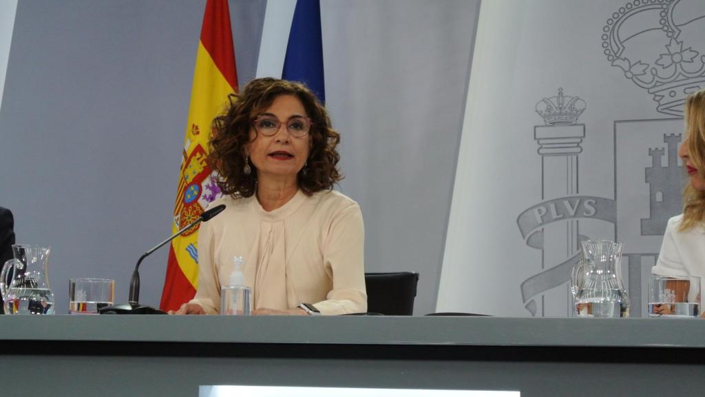 María Jesús Montero, ministra de Hacienda y portavoz, en rueda de prensa tras el Consejo de Ministros.