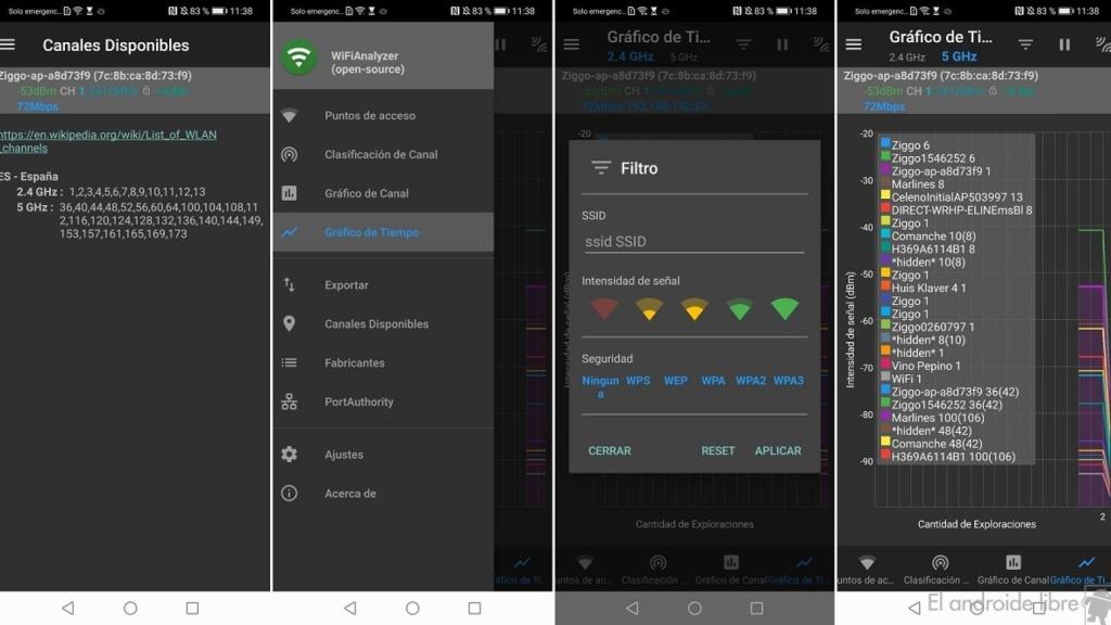 WiFi analyzer interface