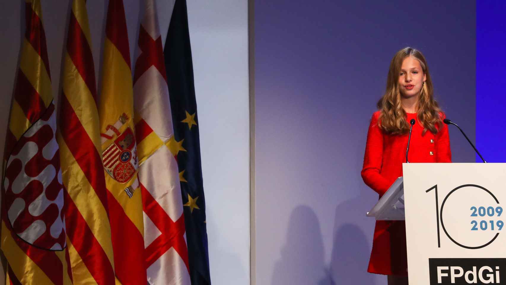 Leonor pronunciando su discurso en los Premios Princesa de Girona 2019.