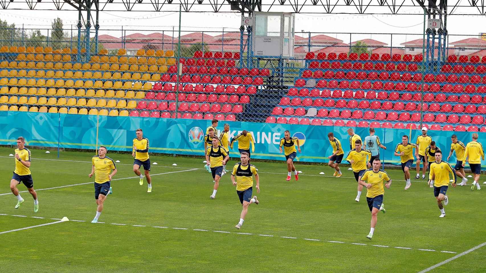 La selección de Ucrania en un entrenamiento para la Eurocopa