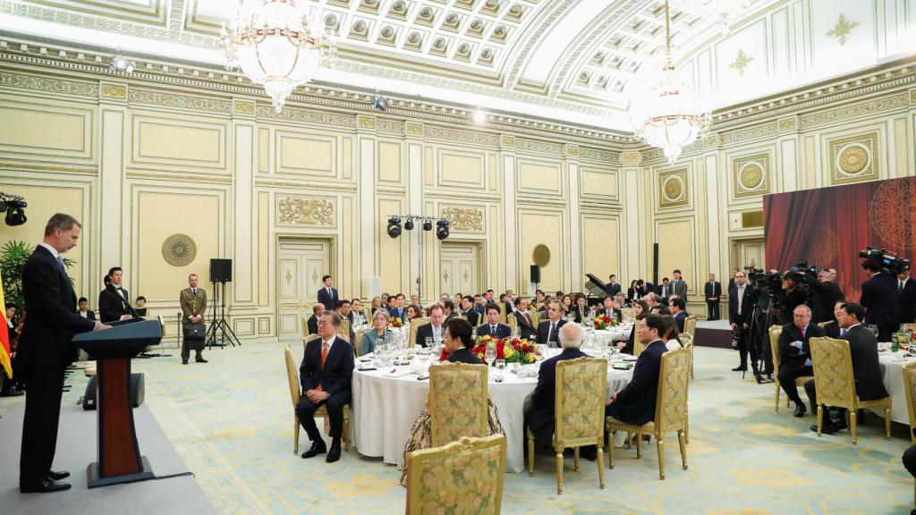 La cena de gala en honor a los Reyes en Corea del Sur en octubre de 2019.