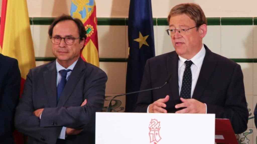 Vicent Soler, 'conseller' de Hacienda, y Ximo Puig, presidente de la Generalitat Valenciana. EE