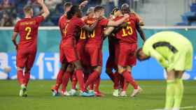 Bélgica celebra uno de sus goles frente a Rusia