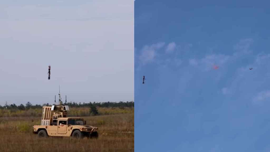 Ejército EEUU disparando serpentinas contra drones