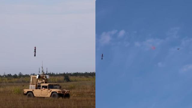 Ejército EEUU disparando serpentinas contra drones