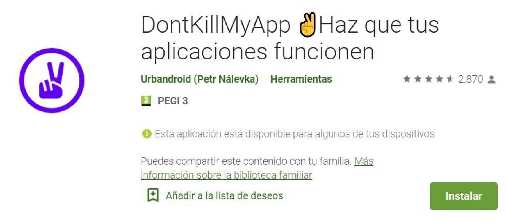 Aplicación Don't Kill my App en la Play Store