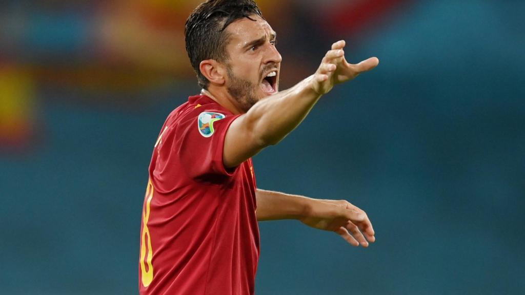 Koke protesta durante el partido frente a Suecia