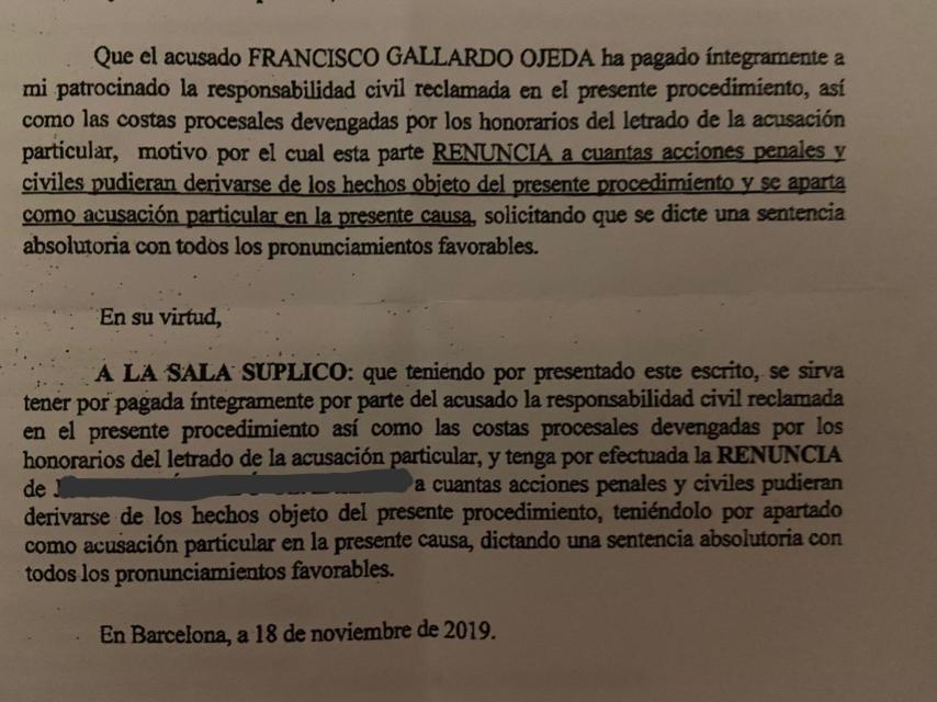 El denunciante dio por saldadas las deudas con Gallardo