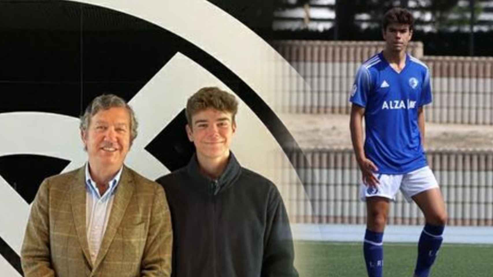 Rafa Llorente, en un fotomontaje con la confirmación de su fichaje por el Real Madrid y con Las Rozas