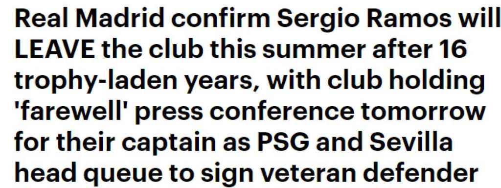 Daily Mail y su noticia de Sergio Ramos