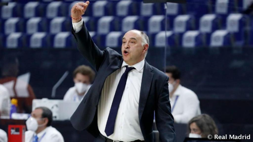Pablo Laso, en un partido del Real Madrid de Baloncesto