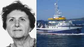 La investigadora Ángeles Alvariño y el buque oceanográfico que lleva su nombre.