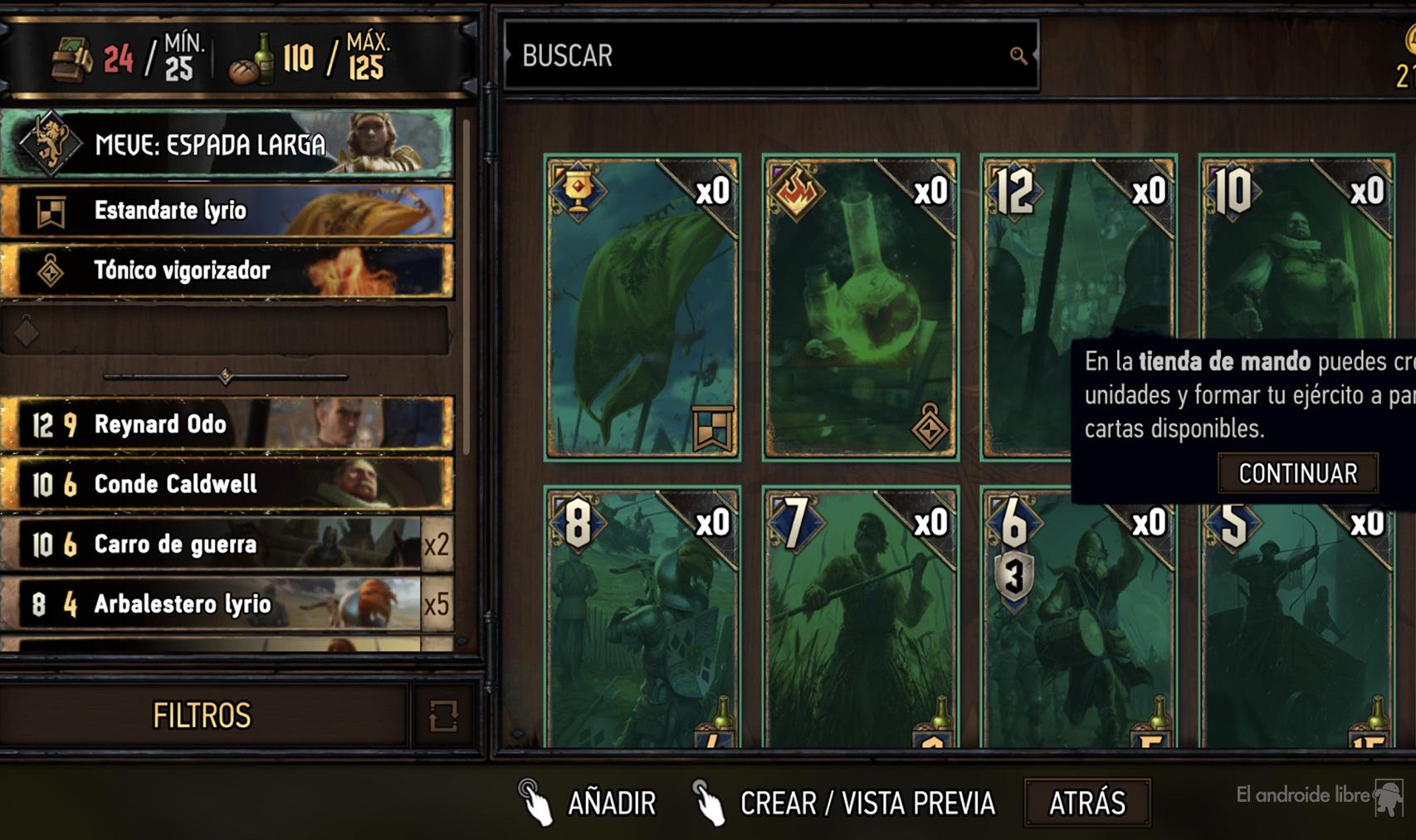 Tienda de mando en The Witcher Tales: Thronebreake