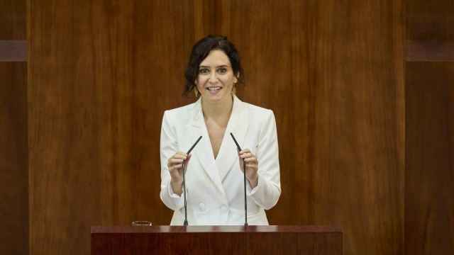 Isabel Díaz Ayuso durante su discurso de investidura en la Asamblea de Madrid.