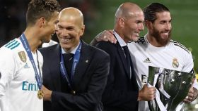 Zidane junto a Cristiano Ronaldo y Sergio Ramos
