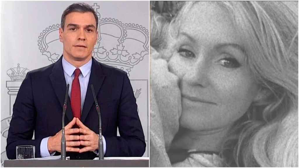 A la izquierda, Pedro Sánchez, presidente del Gobierno y, a la derecha, Beatriz, la madre de las niñas asesinadas.