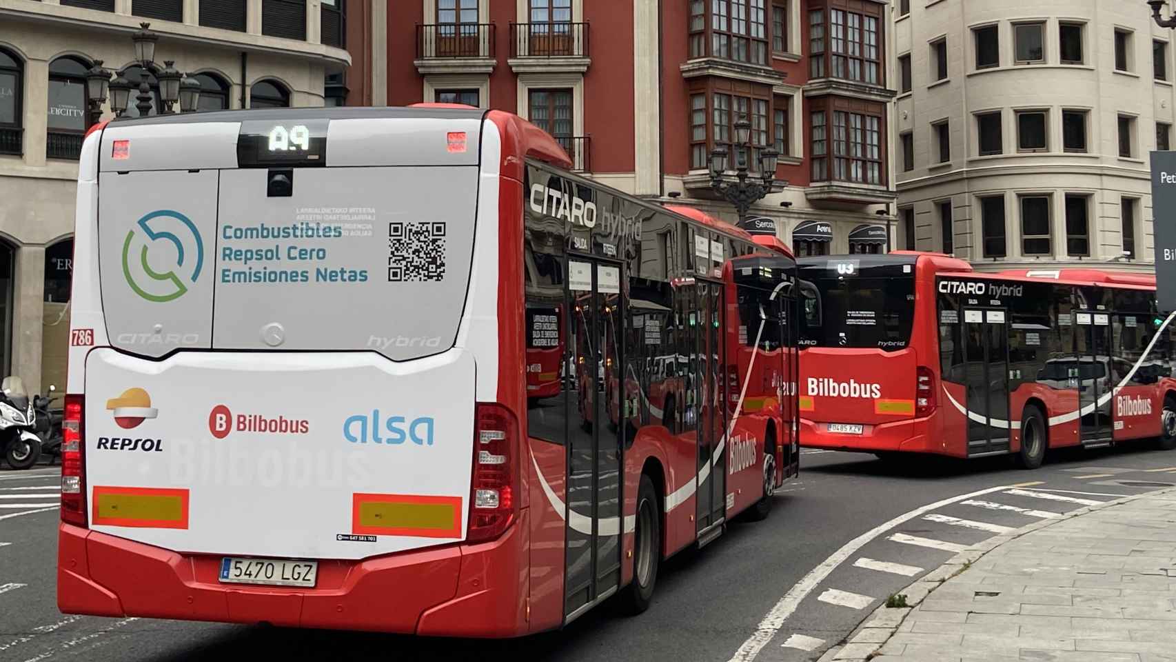 Foto del autobús de Bilbao con biocombustibles.