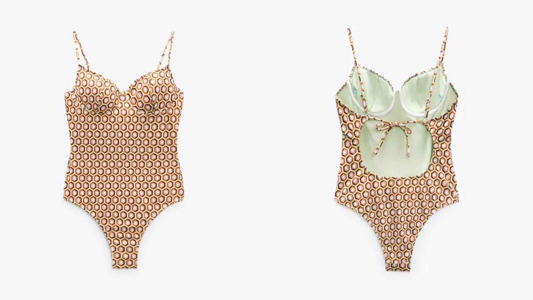 bañador naranja zara