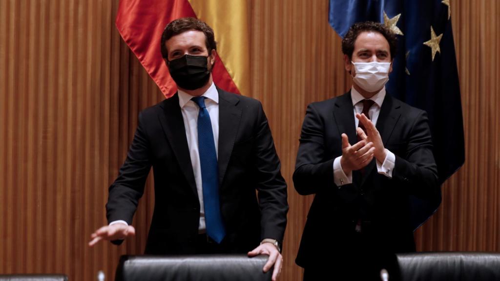 Pablo Casado y el secretario general de los populares, Teodoro García Egea.