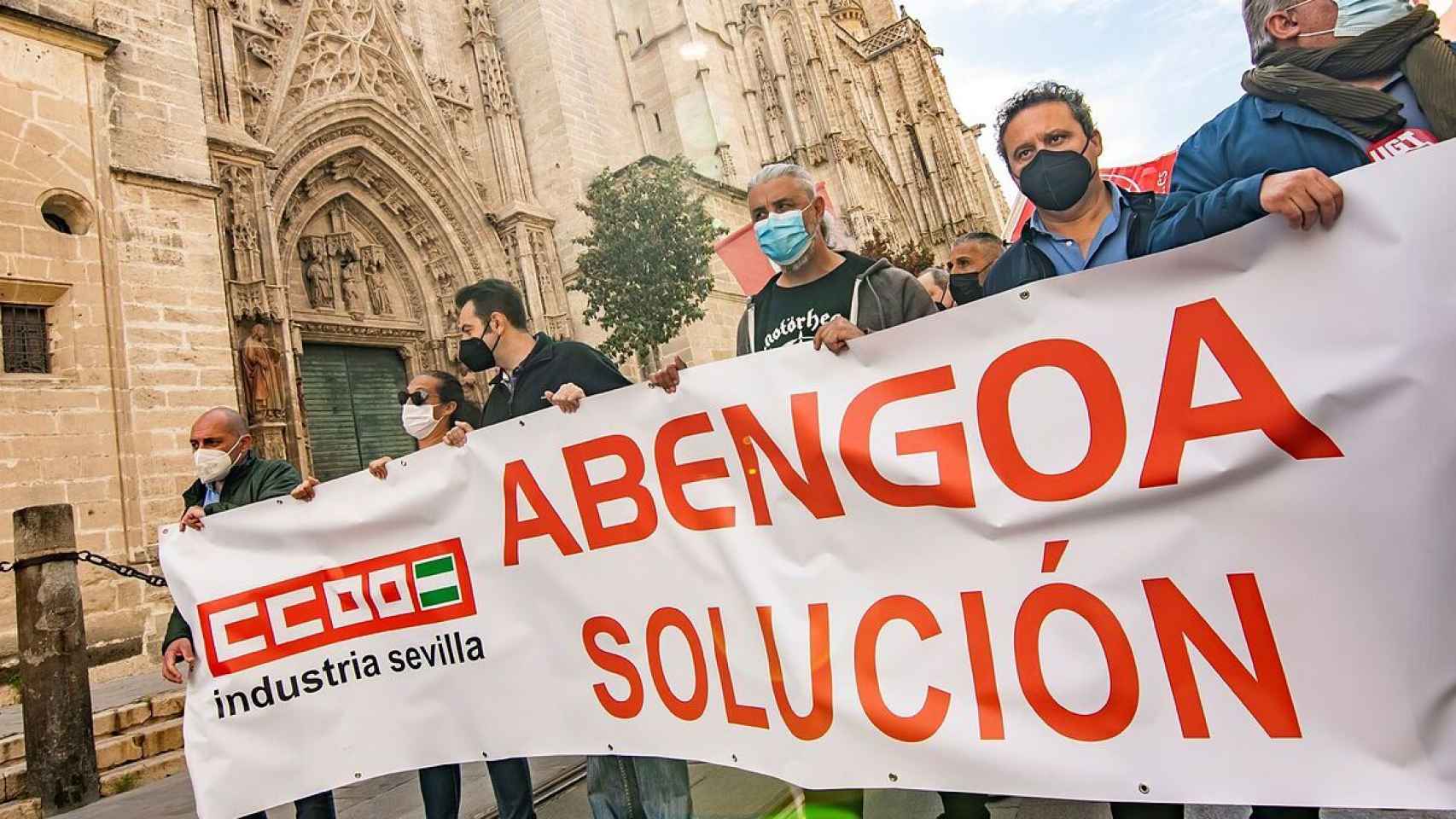 Imagen de archivo de una manifestación de los trabajadores de Abengoa en Sevilla.