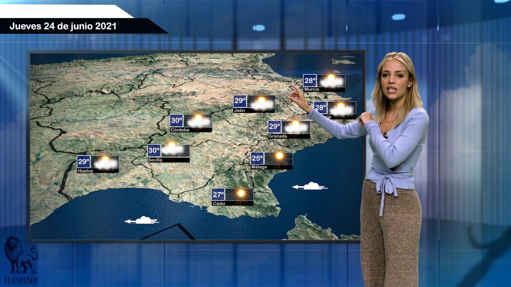 El tiempo para el jueves 24 de junio.