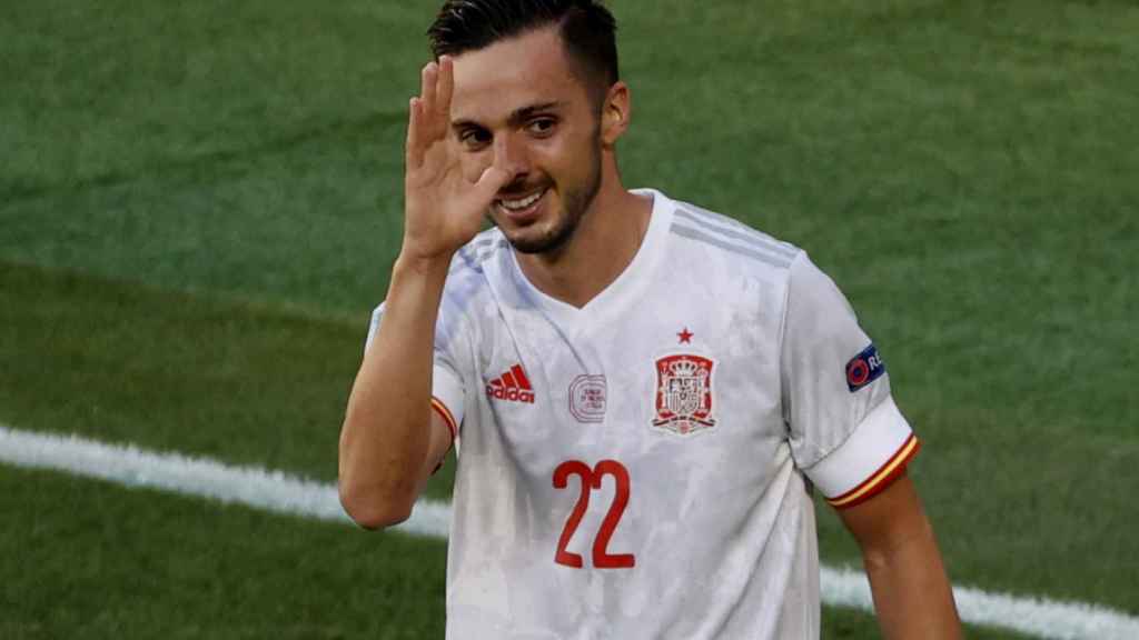Pablo Sarabia celebra su gol a Eslovaquia