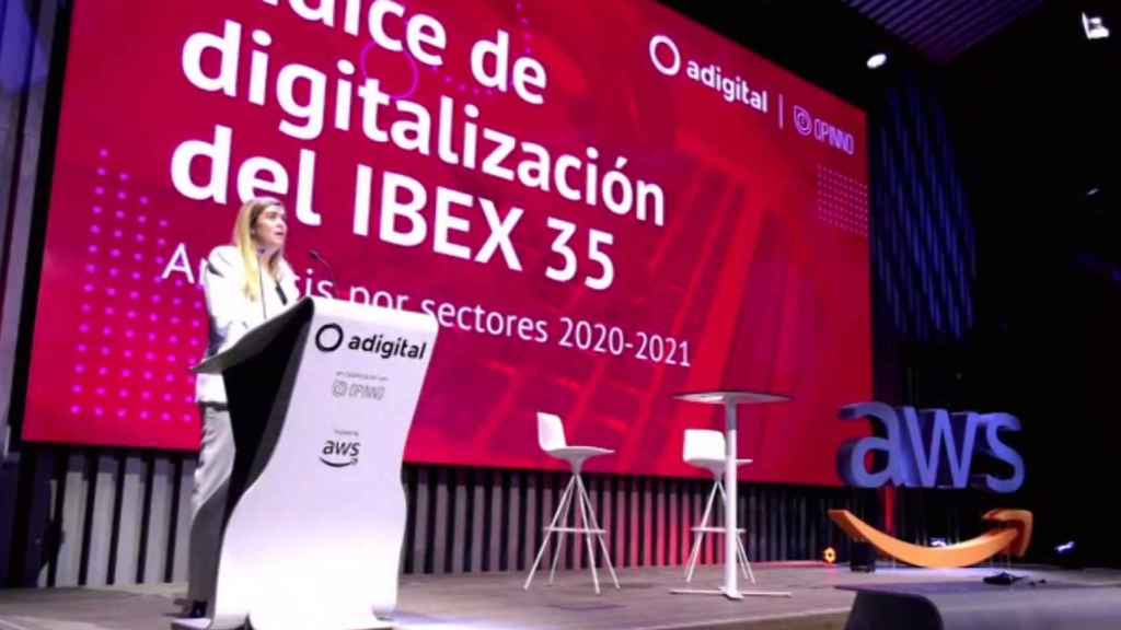 Elena Rodríguez, directora de Opinno People, durante la presentación del informe de Índice de Digitalización del IBEX 35 2020-2021.