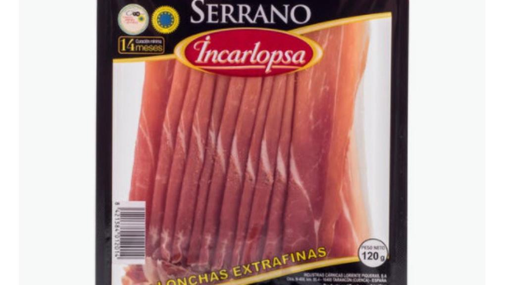 El paquete de jamón cortado de Incarlopsa.