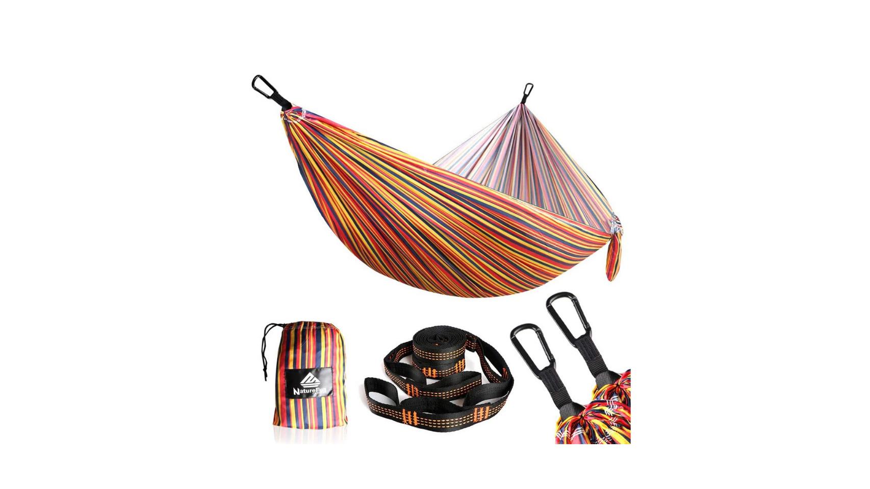 Hamaca de camping – Hamaca portátil individual hamaca accesorios de camping  para exteriores, interiores con 80 pulgadas de longitud dibujo.