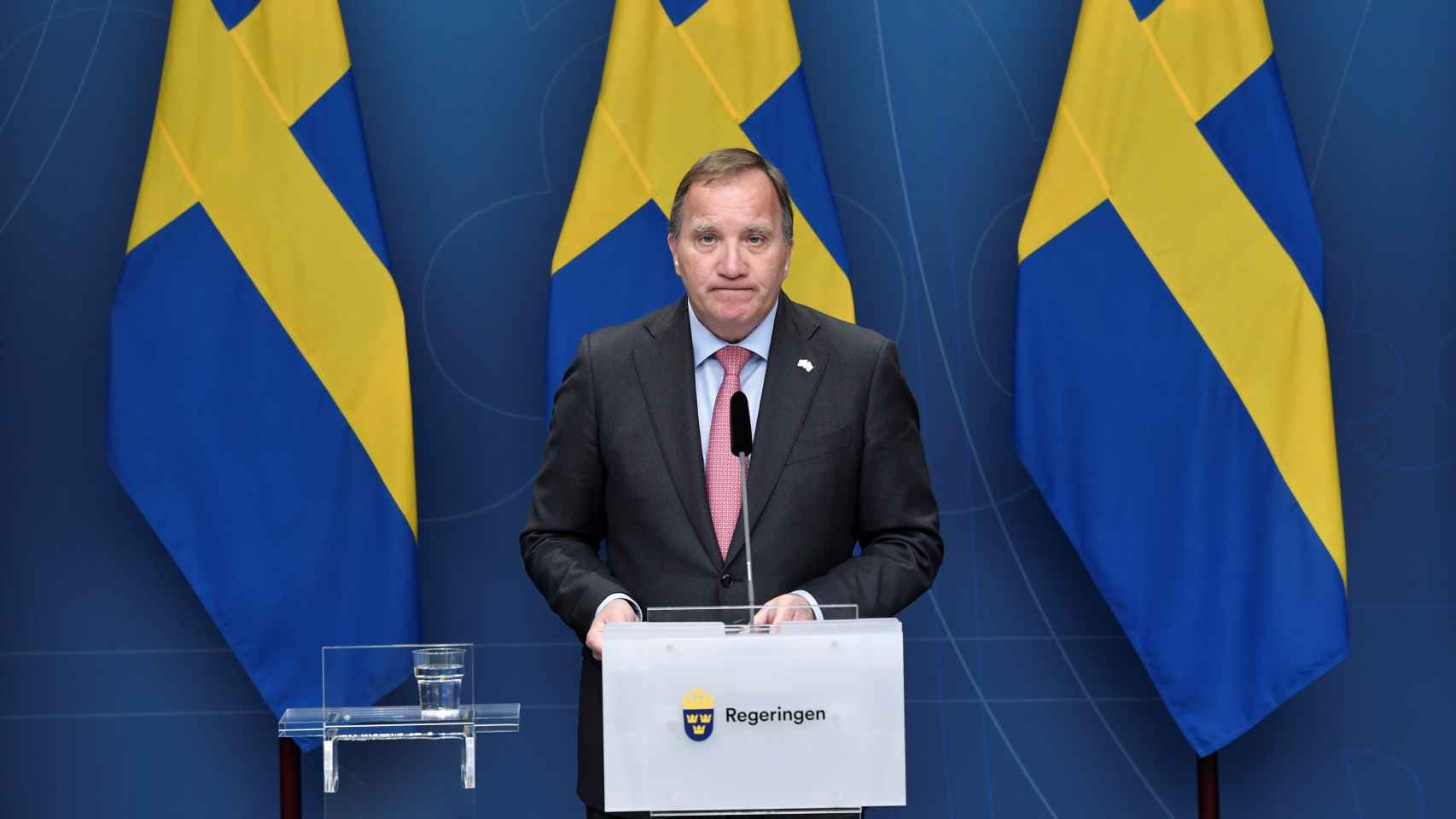 El primer ministro Stefan Löfven, en rueda de prensa.