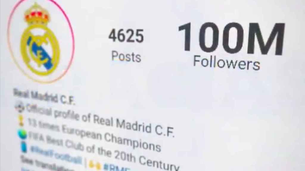 El Real Madrid llega a los 100 millones de seguidores en Instagram