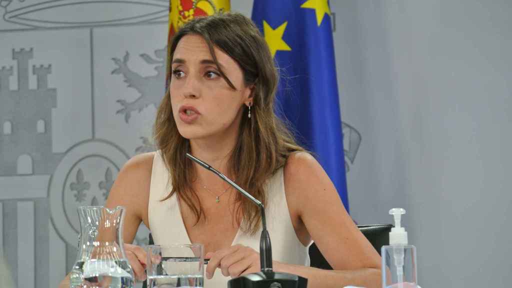 Irene Montero, ministra de Igualdad, en la rueda de prensa posterior al Consejo de Ministros, en Moncloa.