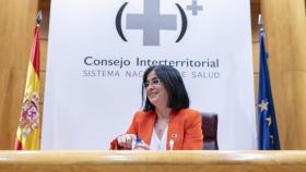 La ministra de Sanidad, Carolina Darias, en la rueda de prensa del Consejo Interterritorial del Sistema Nacional .