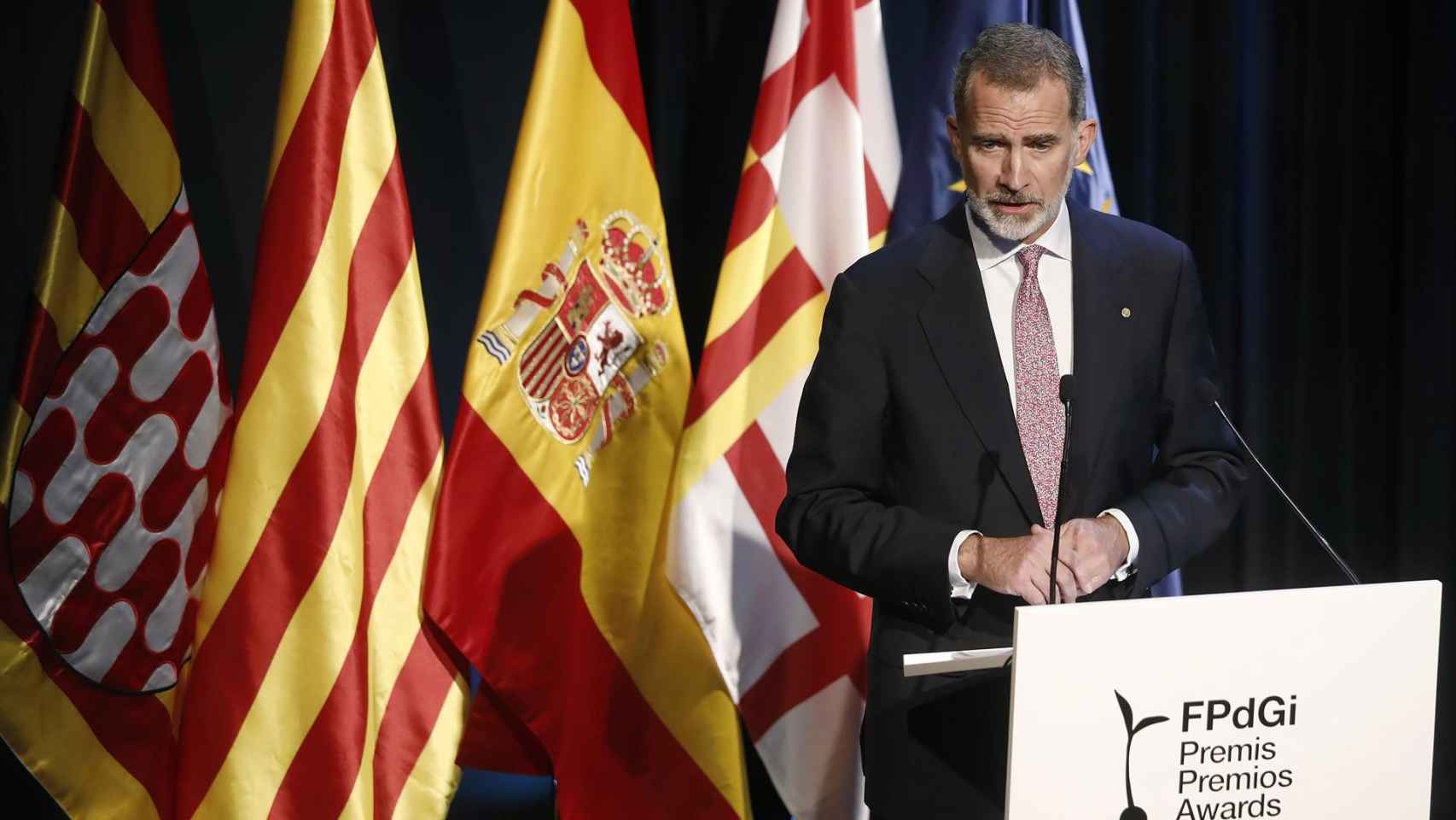El rey Felipe VI interviene en el acto de entrega de los premios de la Fundación Princesa de Girona.