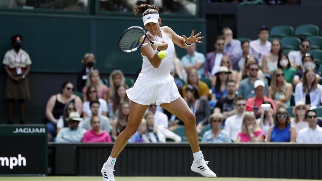 Muguruza, durante el partido ante Jabeur.