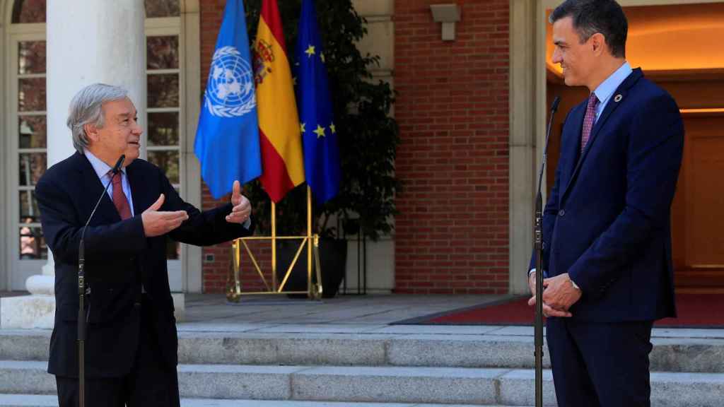 Point Pedro Sánchez y el secretario general de Naciones Unidas, Antonio Guterres