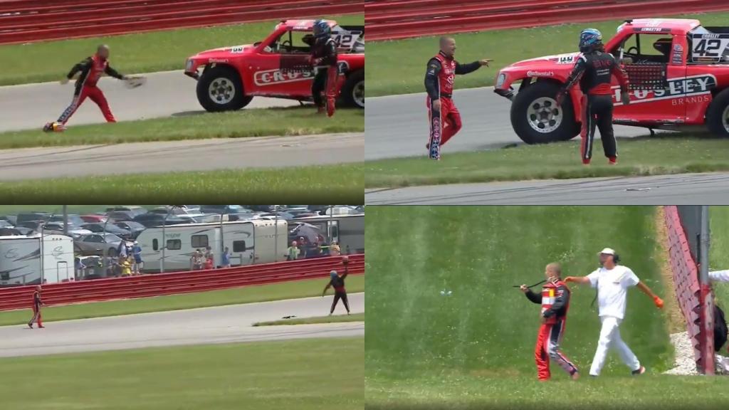 El momento más bochornoso de las carreras en 2021 Los pilotos James ‘Bo’ LeMastus y Bill Hynes, en plena pelea tras bajarse del coche