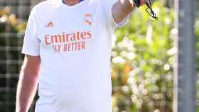 Carlo Ancelotti, en un entrenamiento del Real Madrid