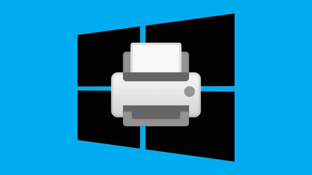 Logo de Windows con el emoji de una impresora.