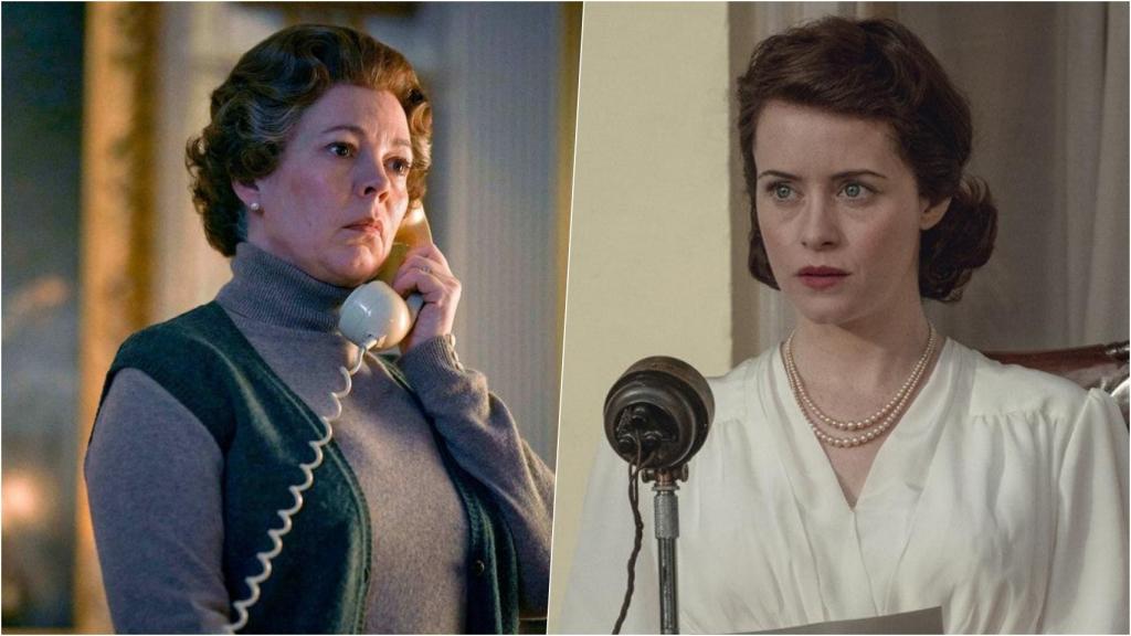 Olivia Colman and Claire Foy in 'The Crown' season 4.