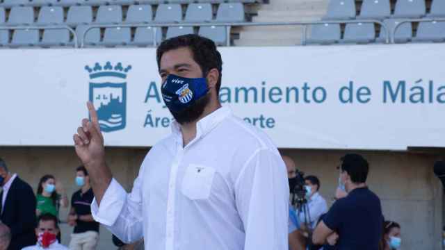 Borja Vivas en su despedida en el Estadio Ciudad de Málaga