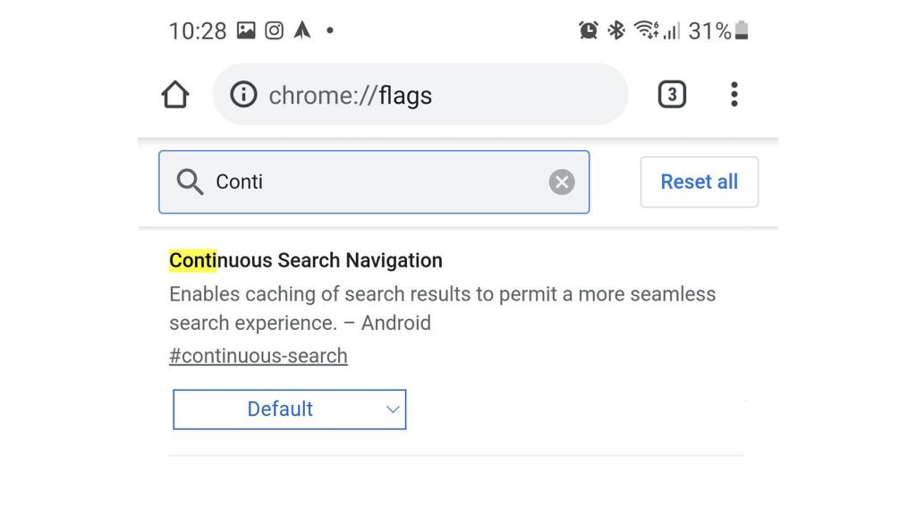 Activar Continuous Search Navigation